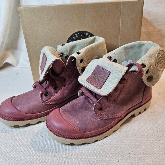 Palladium Women's Baggy Leather Canvas Hiking Boots - Size 8 - Picture 1 of 12